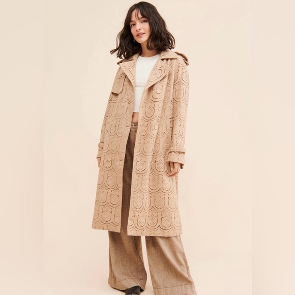 FARM RIO Eyelet Trench Coat